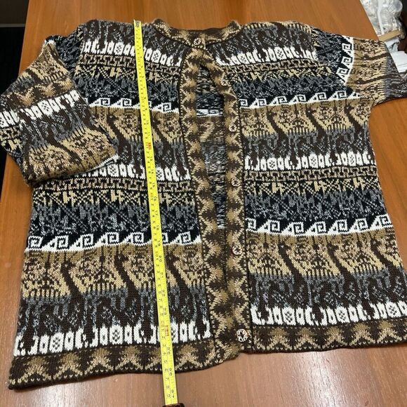 Peruvian Alpaca Connection 100% Alpaca Cardigan Sweater Artsy Boho Tribal XL - Picture 15 of 16